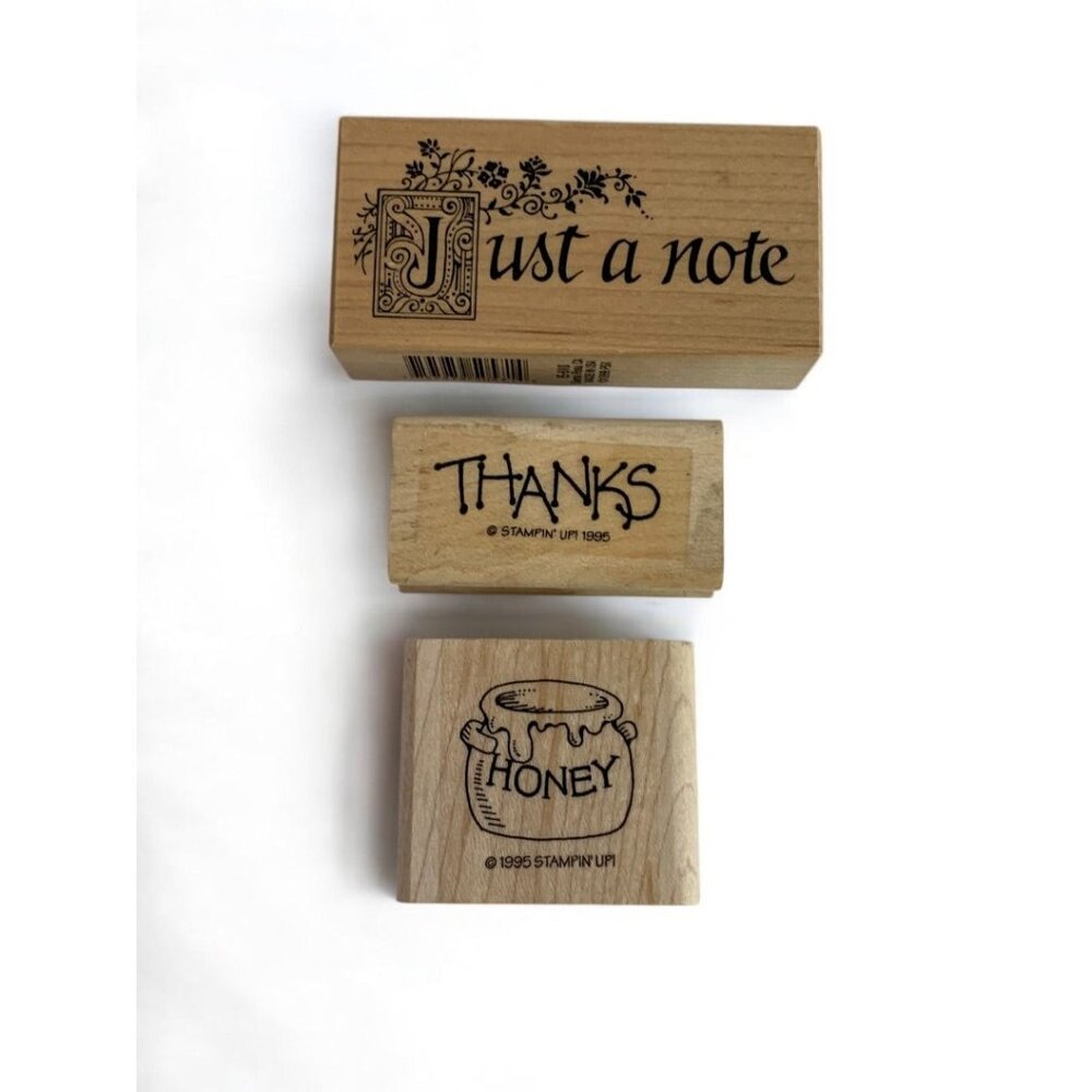 Lot of 3 Rubber Stamps Stampin Up (2) Honey Thanks Just a Note